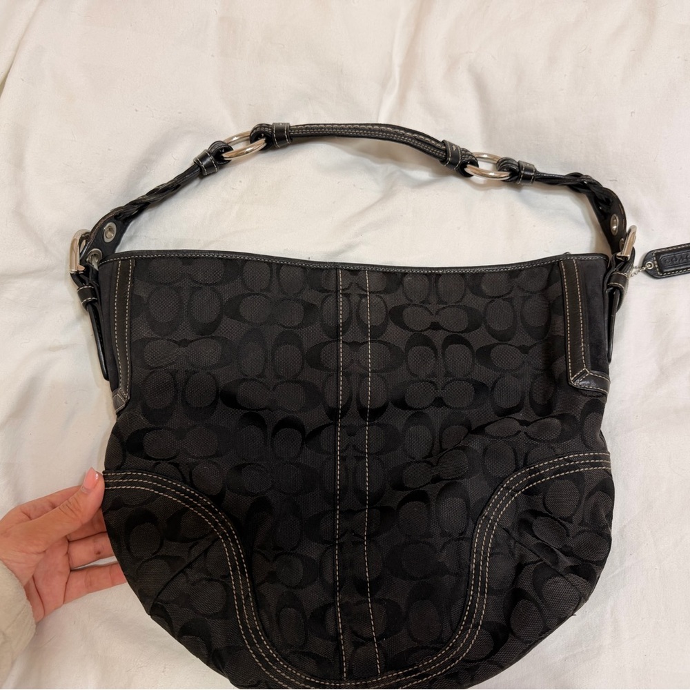 Coach Black Patterned Hobo Bag